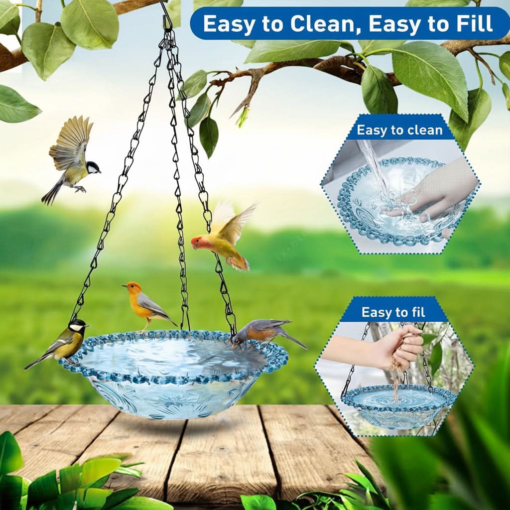 Outdoor Bird Watching Double Bowl Feeder – Hanging Design