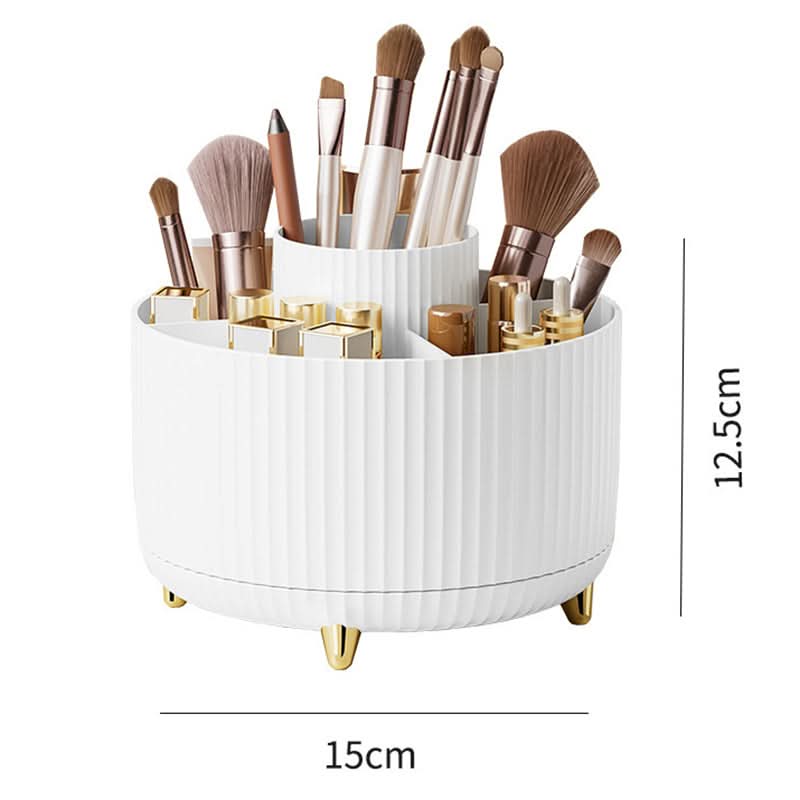 360° Rotating Makeup Organizer with Multi-Slot Storage for Brushes and Essentials