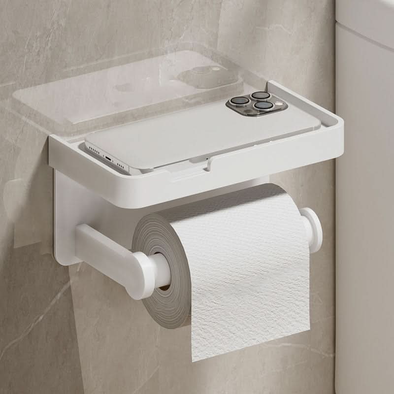 Wall-Mounted Aluminum Toilet Paper Holder with Storage Drawer