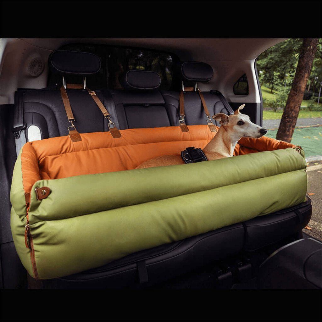 Luxurious Faux Leather Dog Car Seat Bed for Large Breeds