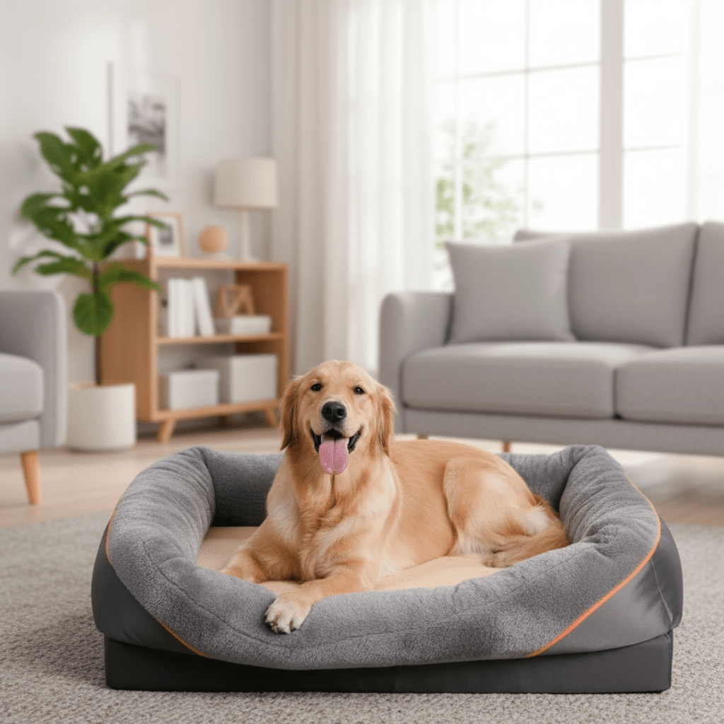 Elevated Waterproof Dog Bed with Premium Memory Foam Support