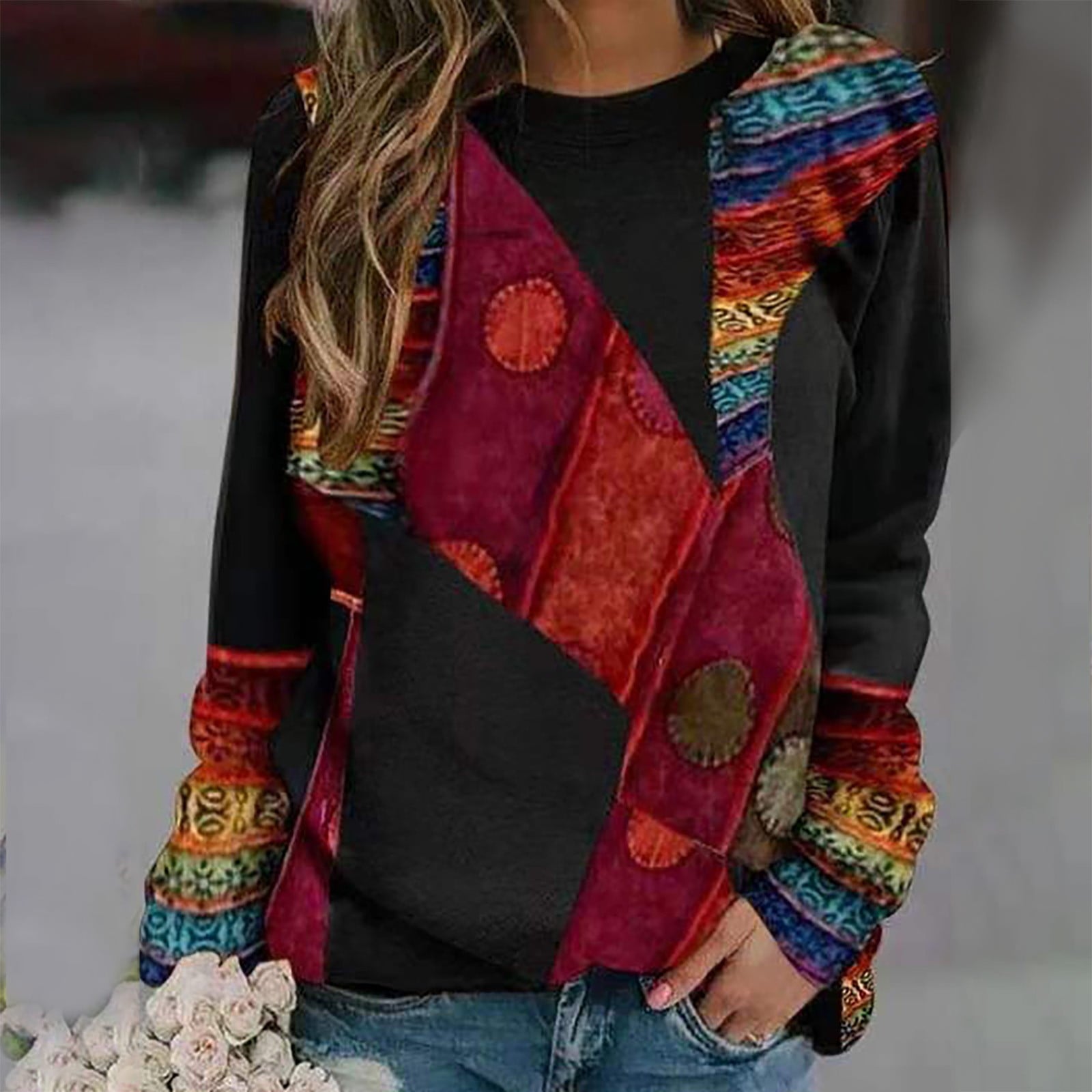 Bohemian Vintage Print Sweater