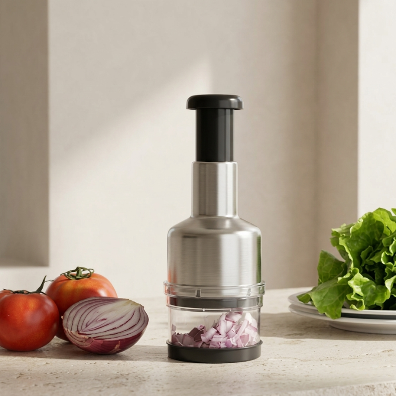 Effortless Veggie Slicer: Stainless Steel Chopper with Easy Clean Design