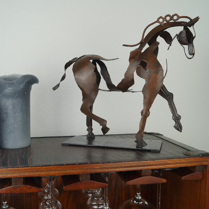 Majestic Equine Elegance: Handcrafted Metal Horse Sculpture