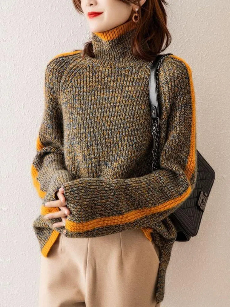 Casual Knitted Women's Sweater in Uniform Color