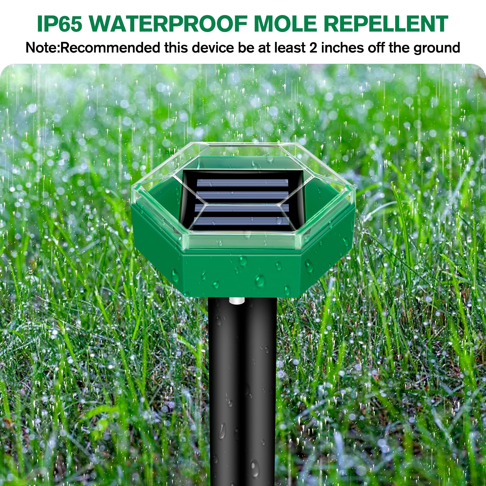 4-Pack of Weatherproof Solar Mole Repellers | Easy Installation