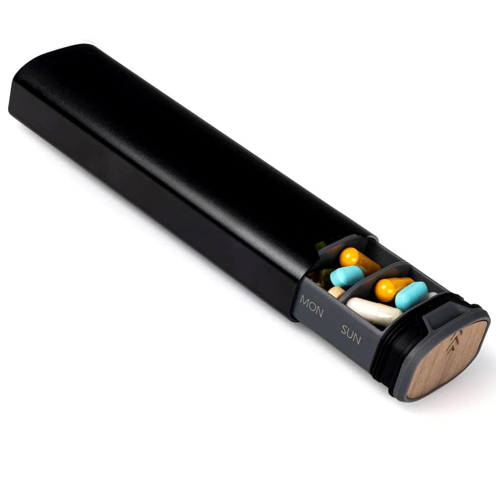ChicMed Weekly Pill Holder - Stylish Wooden and Aluminum Design