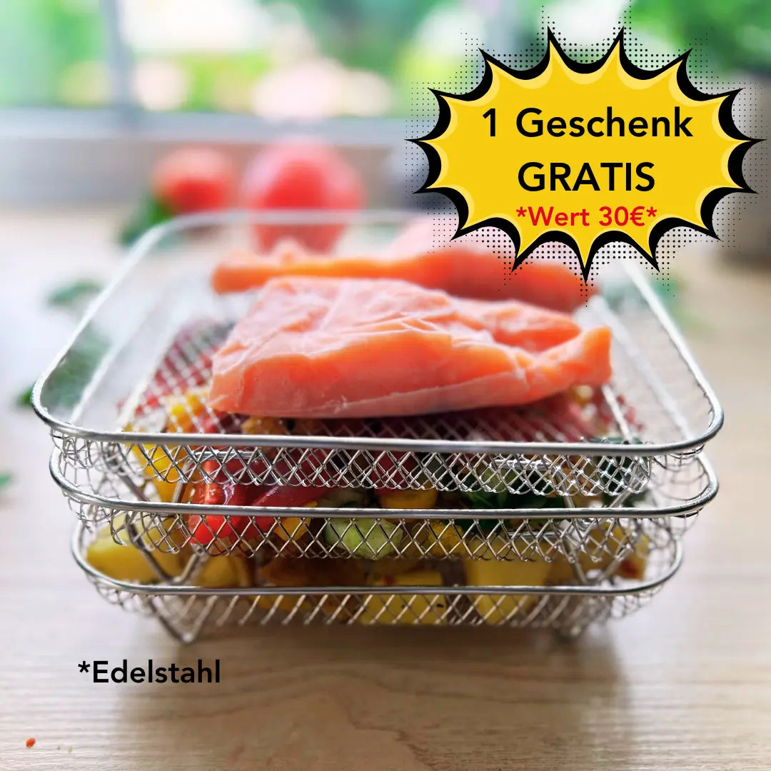 Stackable Baskets for Air Fryers with Complimentary Heat-Resistant Tongs