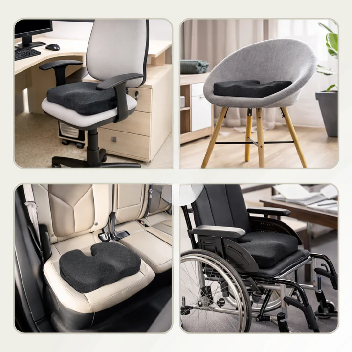 Memory Foam Seat Cushion | Pressure Relief for Sitting | Non-Slip Base