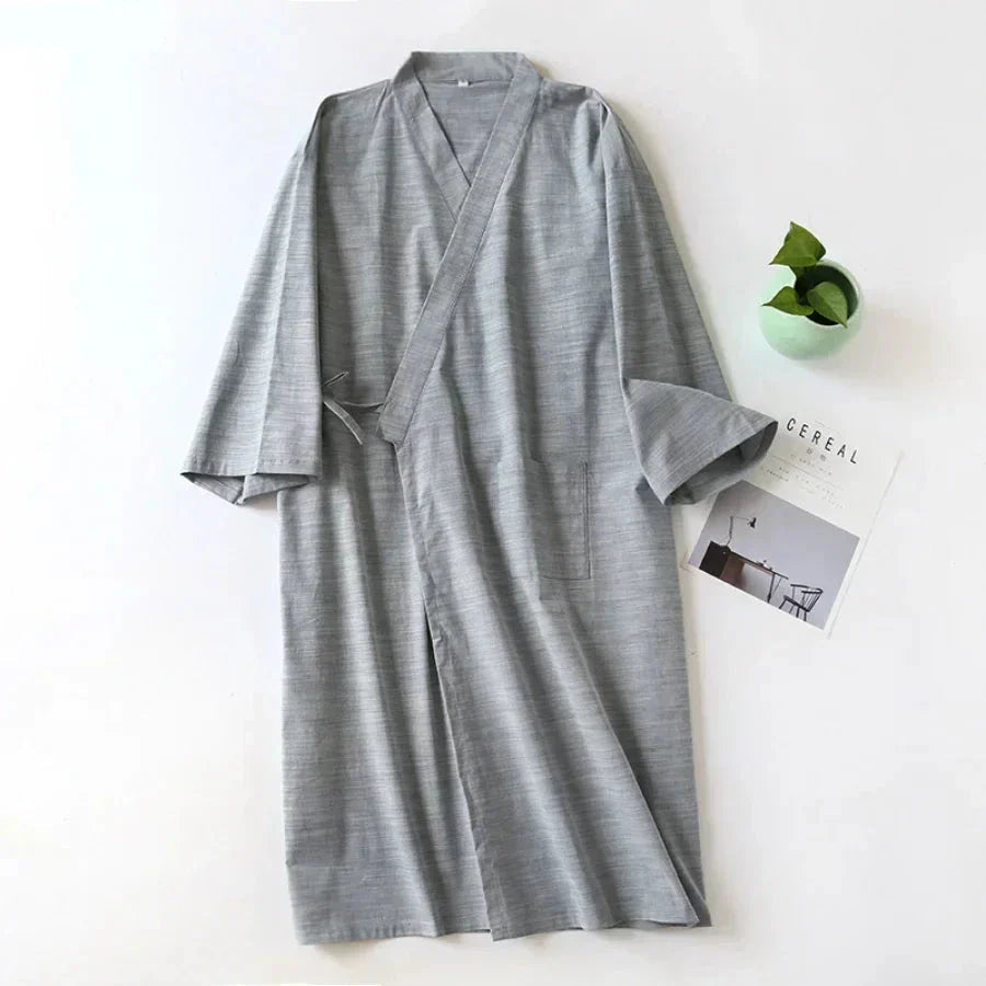 Men's Cotton Lounge Robe – Cozy and Breathable Nightwear