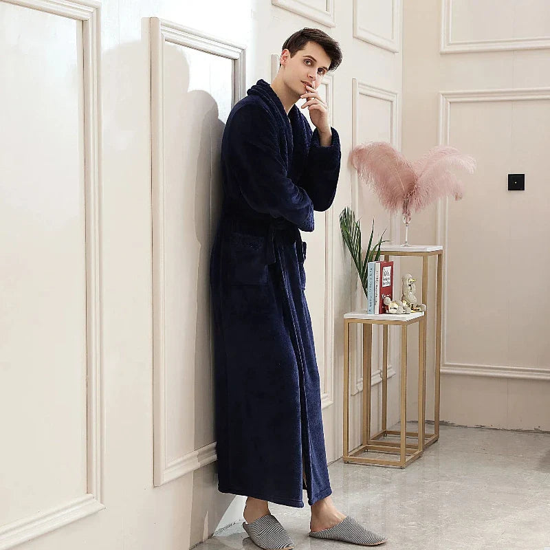Men's Ultra-Soft Fleece Robe – Cozy Long Gown for Comfort