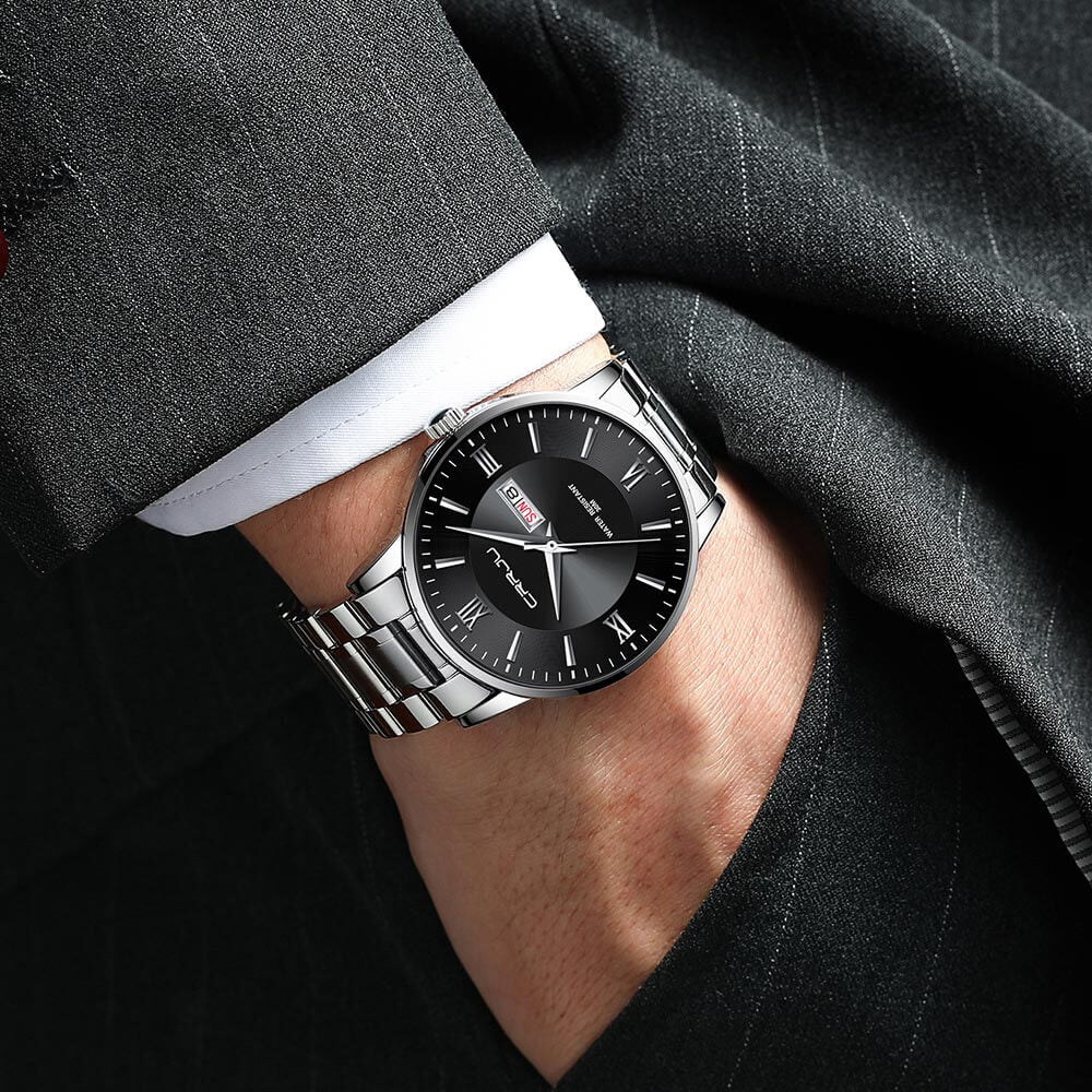 Men's Elite Water-Resistant Chronograph Timepiece with Steel Band
