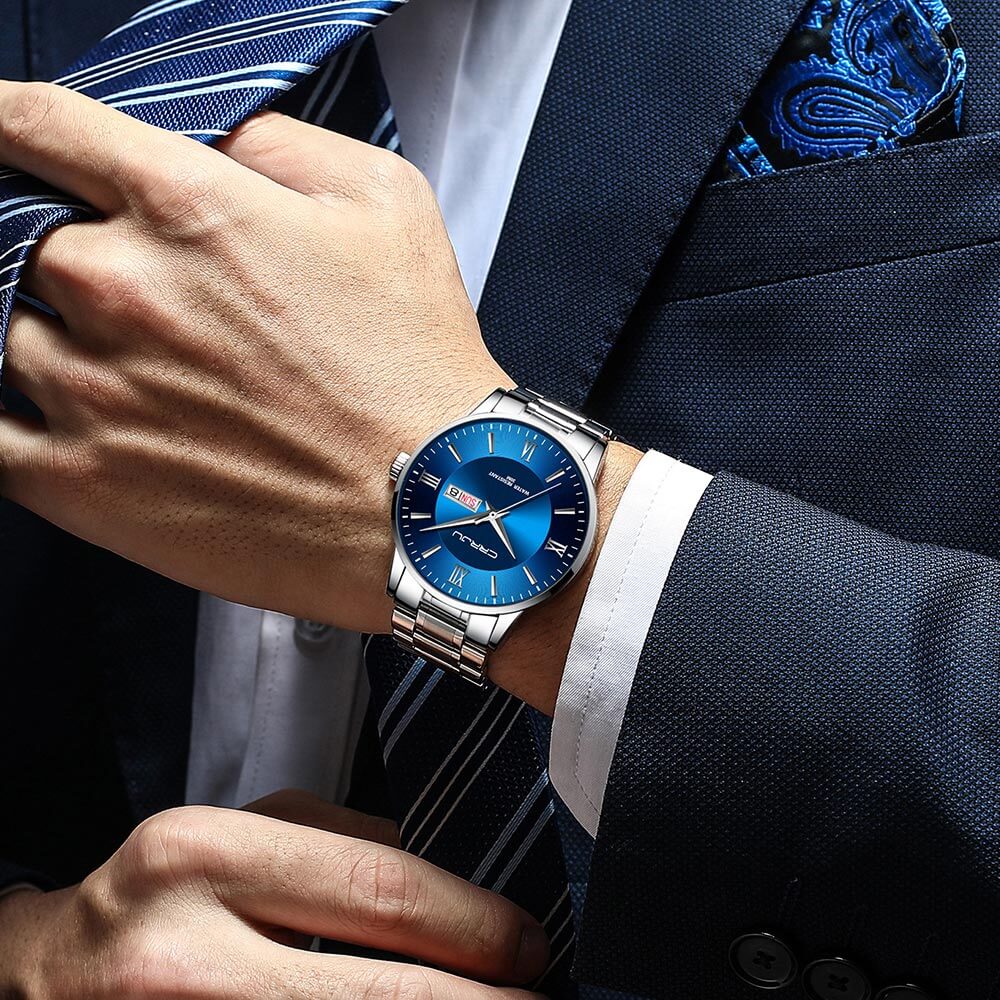 Men's Elite Water-Resistant Chronograph Timepiece with Steel Band