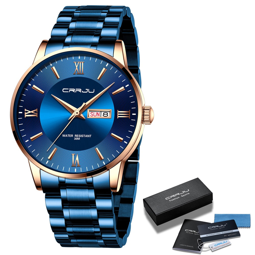 Men's Elite Water-Resistant Chronograph Timepiece with Steel Band