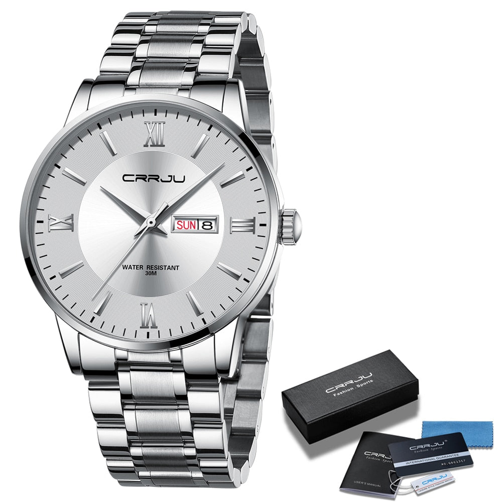 Men's Elite Water-Resistant Chronograph Timepiece with Steel Band