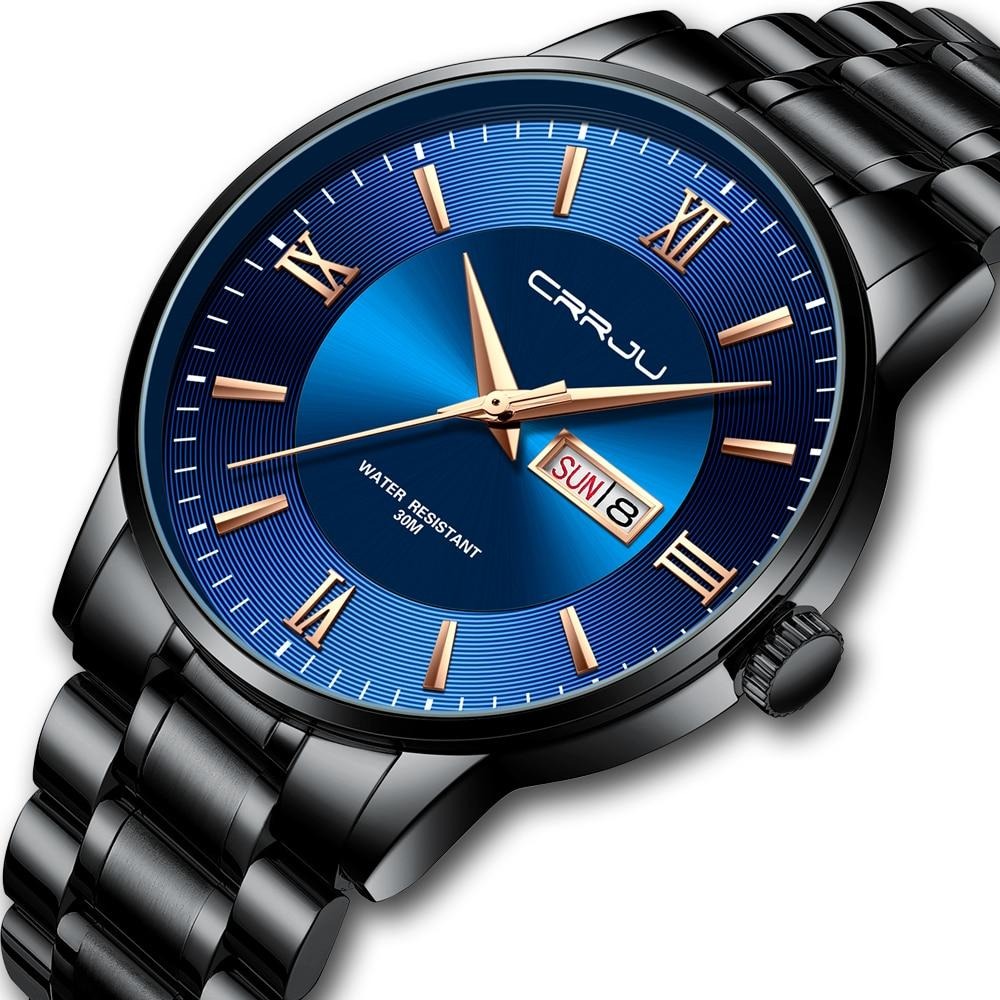 Men's Elite Water-Resistant Chronograph Timepiece with Steel Band