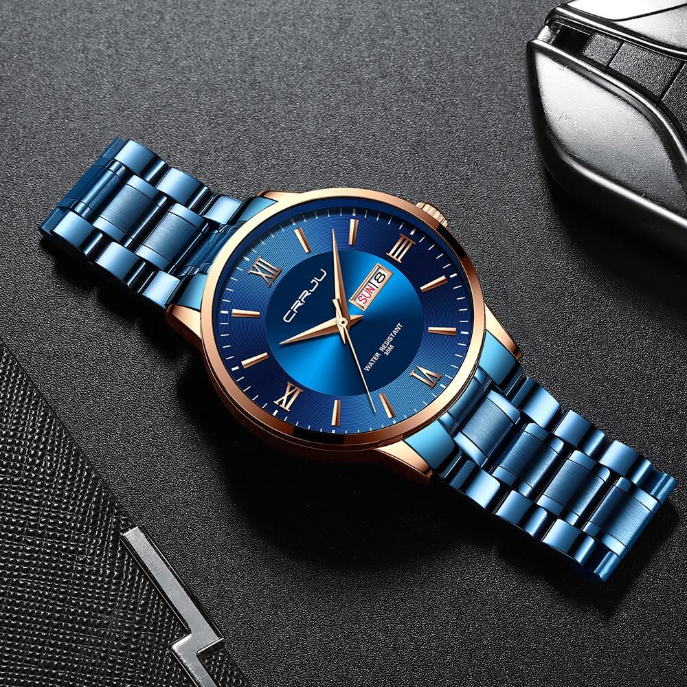 Men's Elite Water-Resistant Chronograph Timepiece with Steel Band