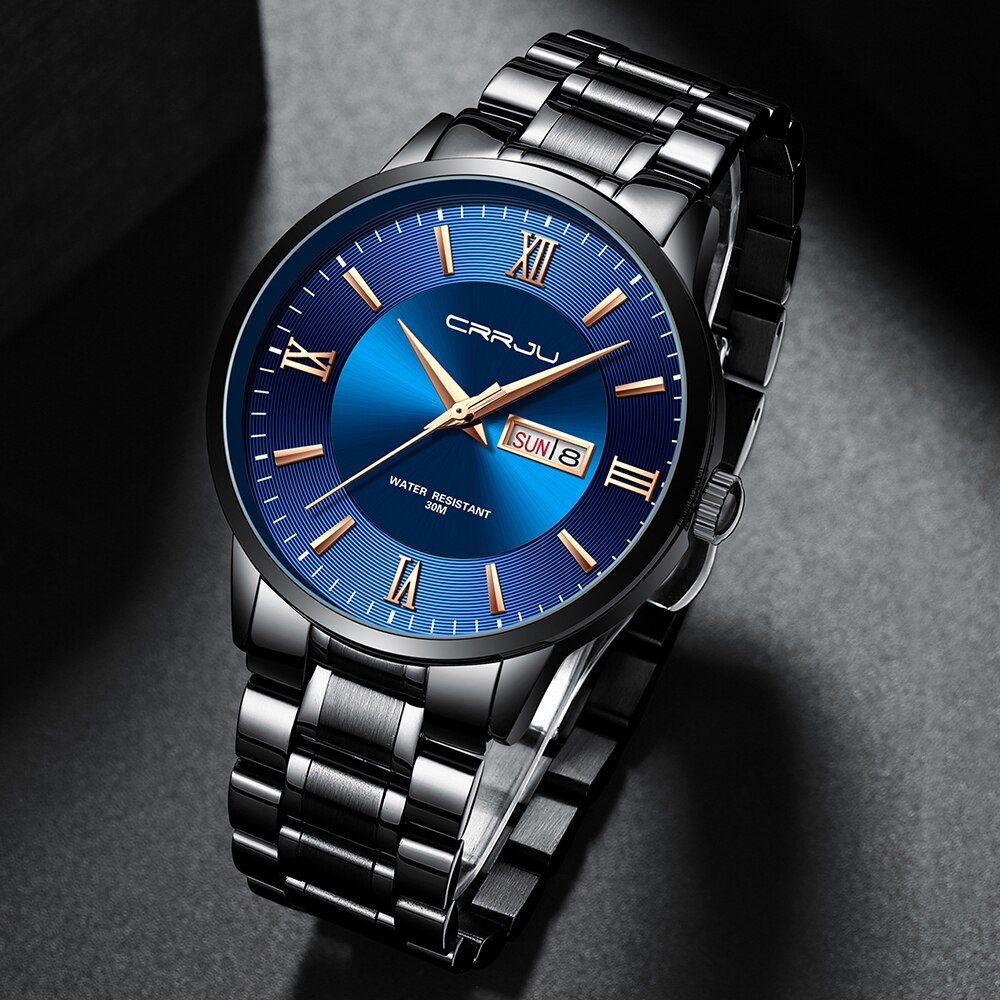 Men's Elite Water-Resistant Chronograph Timepiece with Steel Band