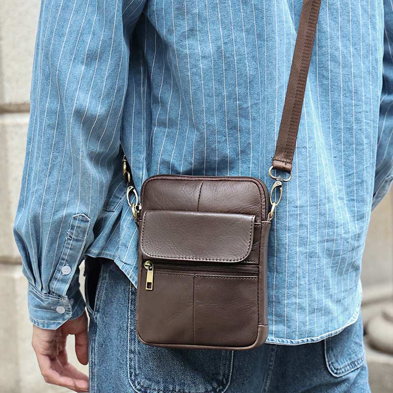 Compact Crossbody Bag for Men in Premium Leather
