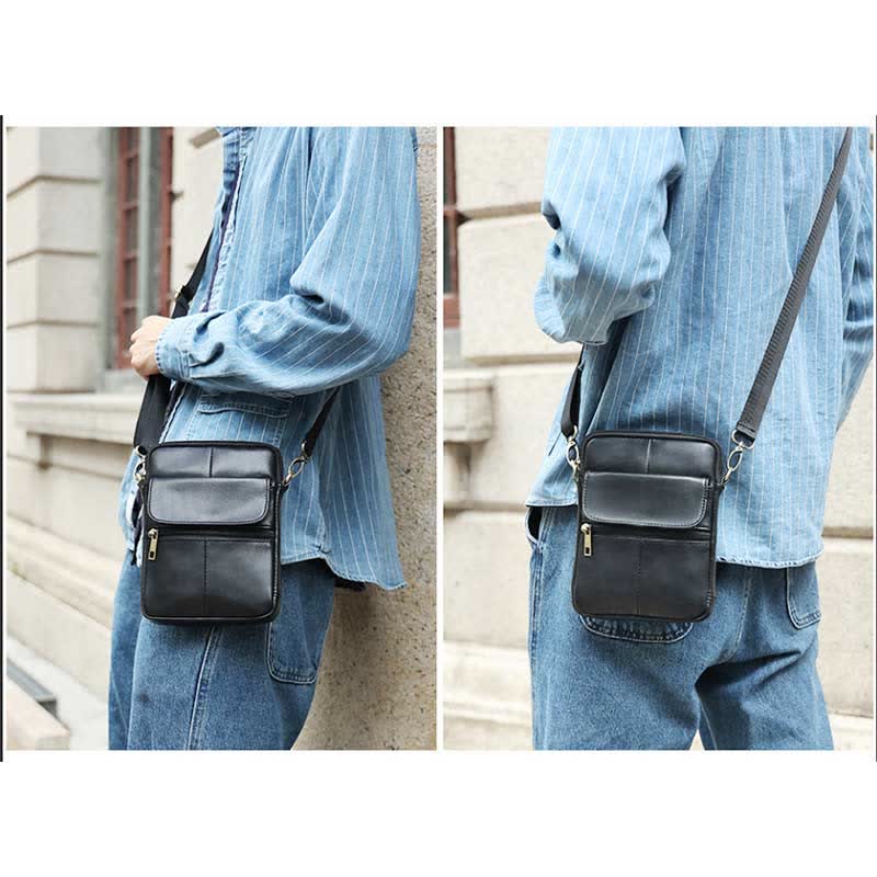 Compact Crossbody Bag for Men in Premium Leather