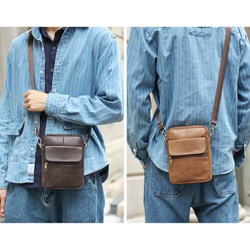 Compact Crossbody Bag for Men in Premium Leather