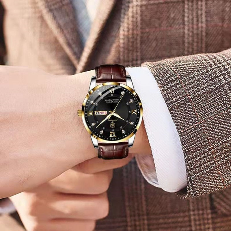Men's Sleek Waterproof Luminary Timepiece in Stainless Steel