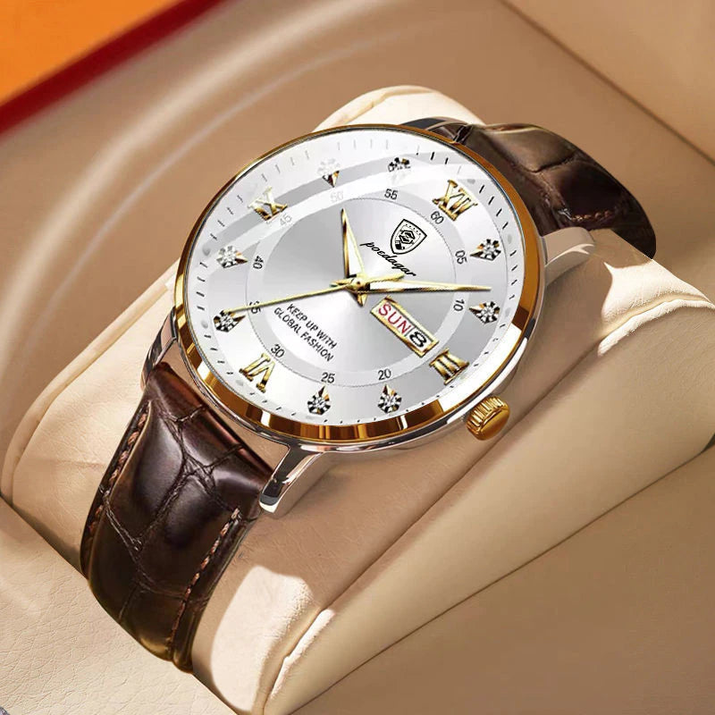 Men's Sleek Waterproof Luminary Timepiece in Stainless Steel
