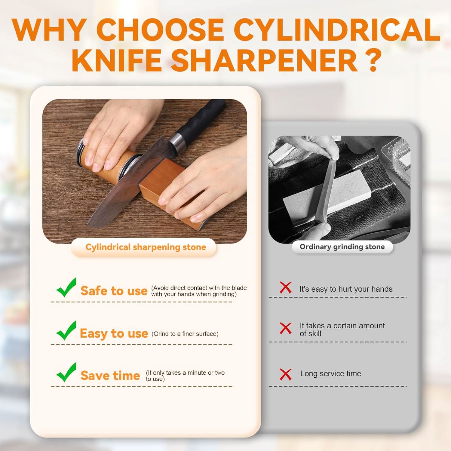 Knife Sharpener | Roller Grinder with Magnetic Angle | Diamond & Ceramic