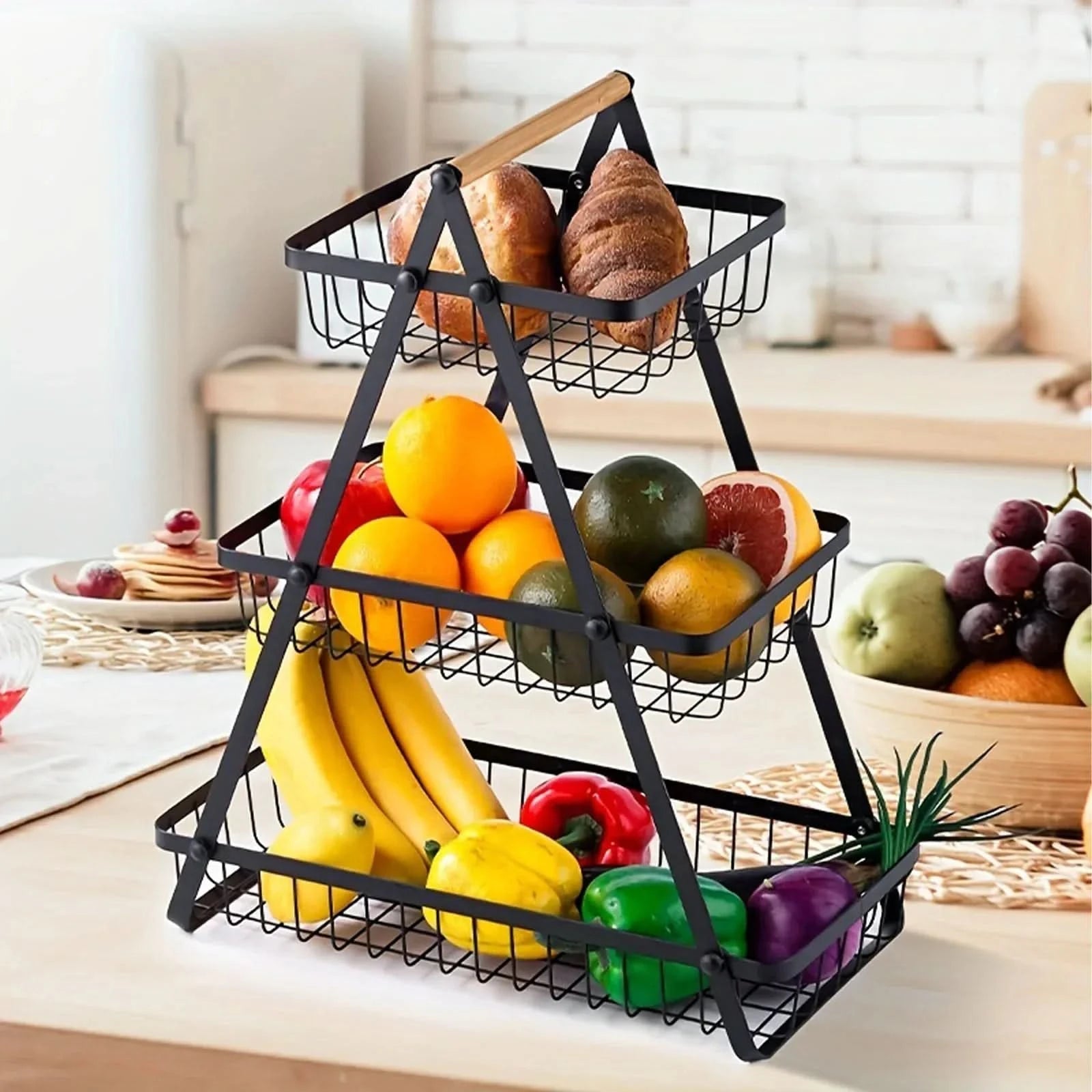 Elegant Multi-Tiered Fruit and Snack Organizer for Kitchen