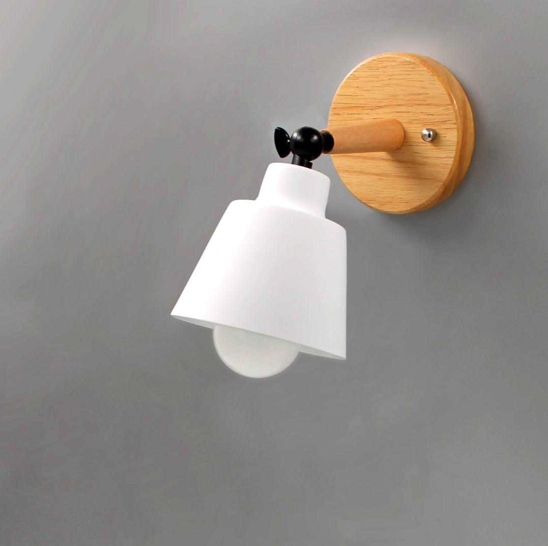 Adjustable Indoor Wall Sconce with Wood and Metal Design