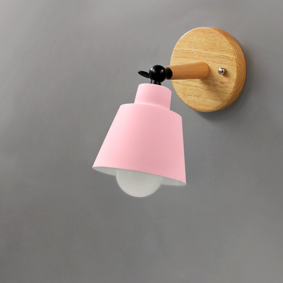 Adjustable Indoor Wall Sconce with Wood and Metal Design