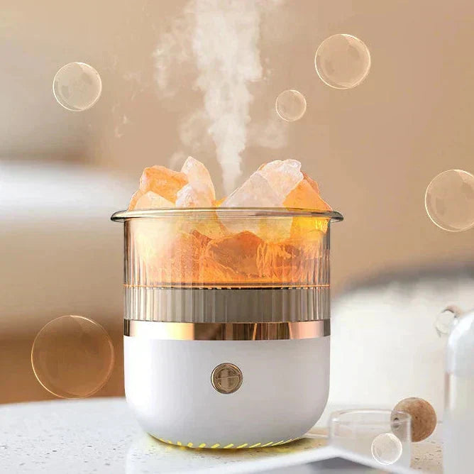 Himalayan Crystal Salt Lamp with LED Light and Diffuser Function