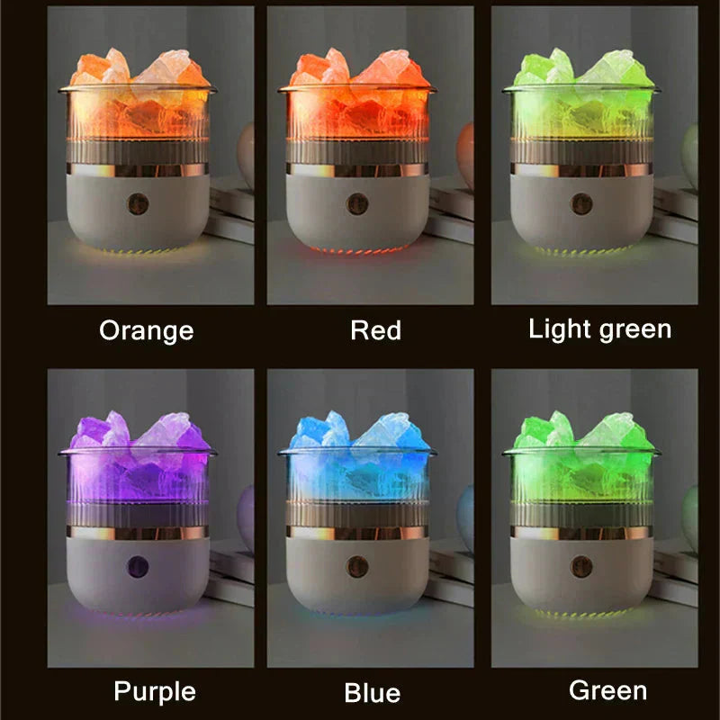 Himalayan Crystal Salt Lamp with LED Light and Diffuser Function