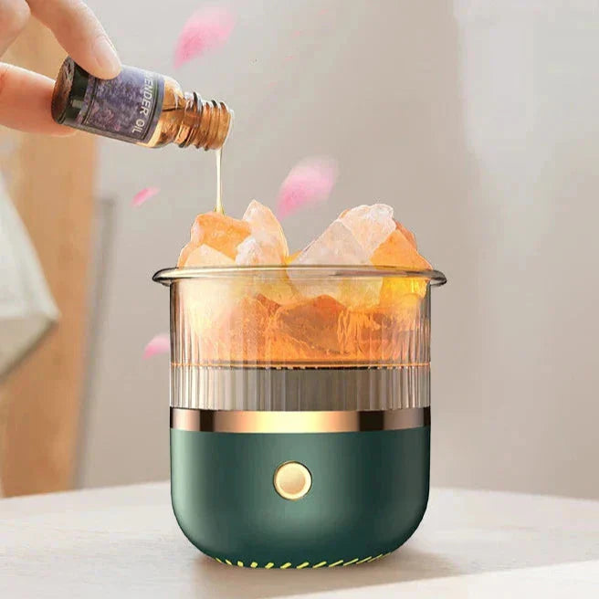 Himalayan Crystal Salt Lamp with LED Light and Diffuser Function