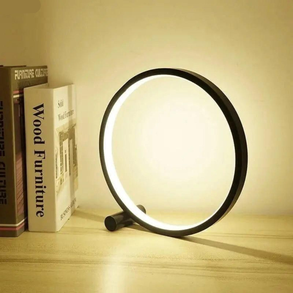 Sleek Touch-Control LED Circle Desk Lamp with Warm Light
