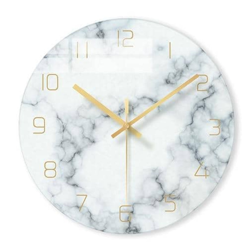 Elegant Stone-Patterned Wall Clock with Golden Accents