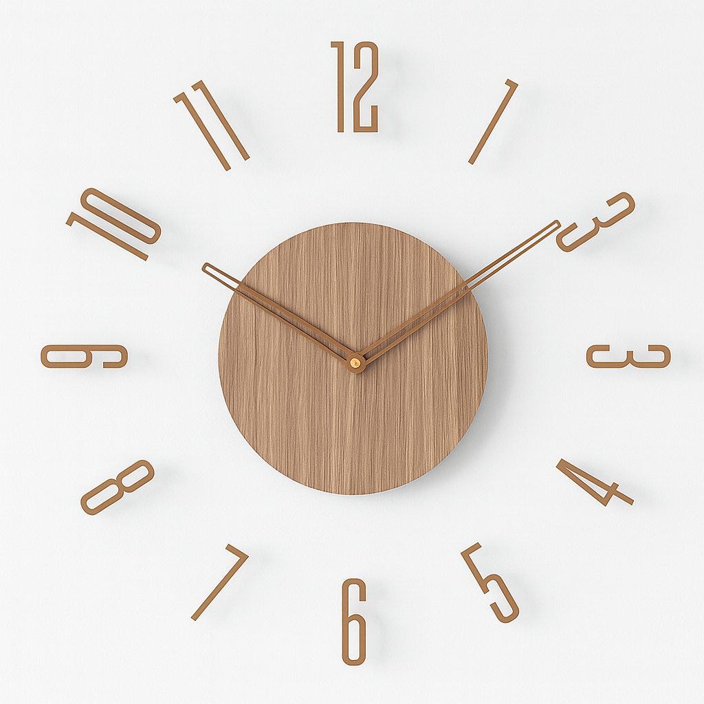 Natural Wood-Inspired Glass Clock – Elegant Home Timepiece