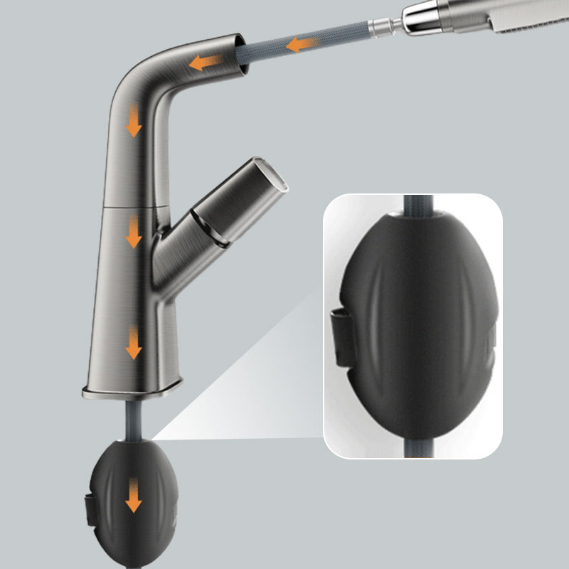 Sleek Bathroom Faucet with Retractable Spray Feature