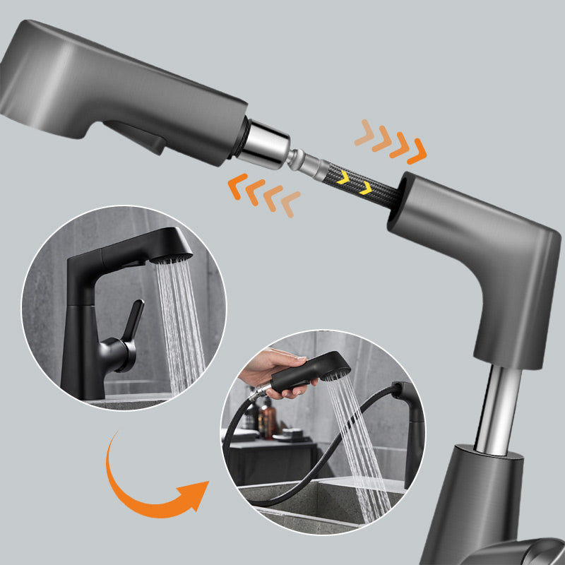 Sleek Bathroom Faucet with Retractable Spray Feature