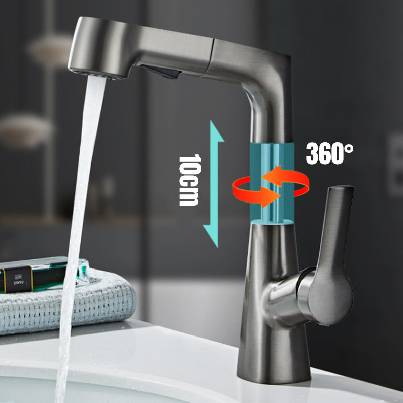 Sleek Bathroom Faucet with Retractable Spray Feature