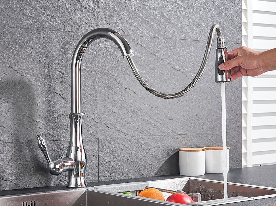 Sleek Pull-Down Kitchen Faucet with Reachable Spray Head