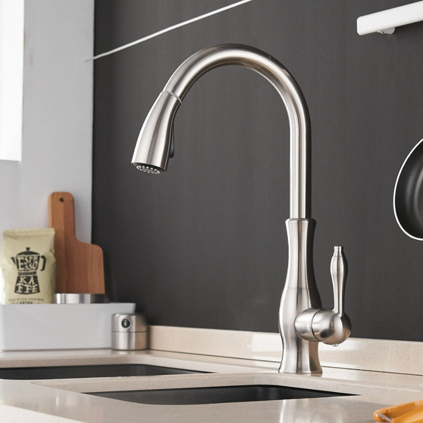 Sleek Pull-Down Kitchen Faucet with Reachable Spray Head