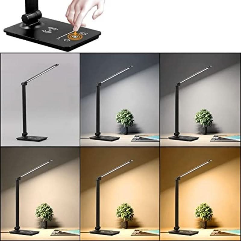 Wireless Desk Lamp with Touch Control, LED and 5 Charging Modes