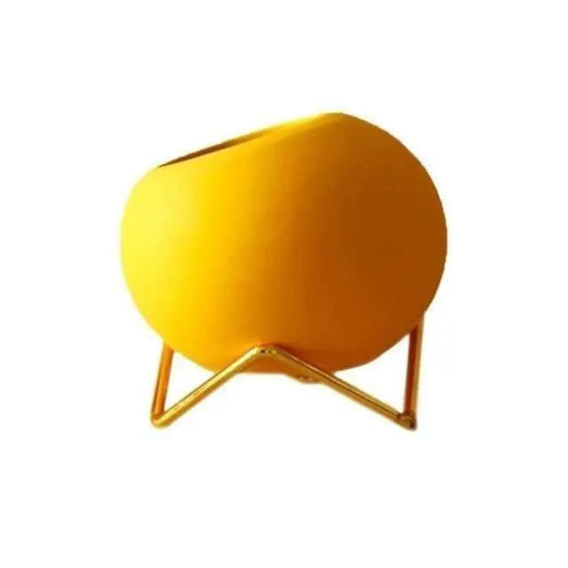 Stylish Ceramic Planter with Elegant Metal Stand