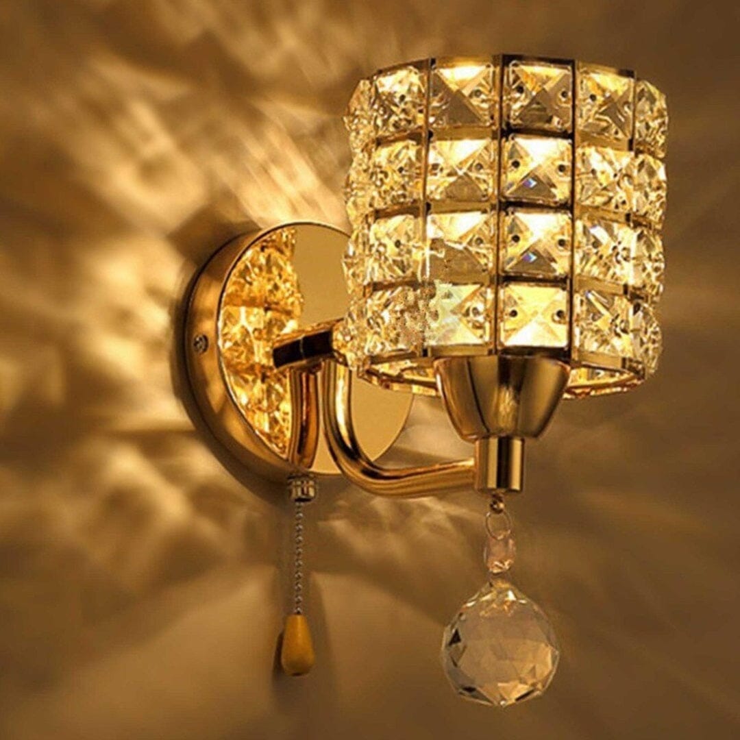 Elegant Wall Fixture with Crystal Accents E27 Hardwired