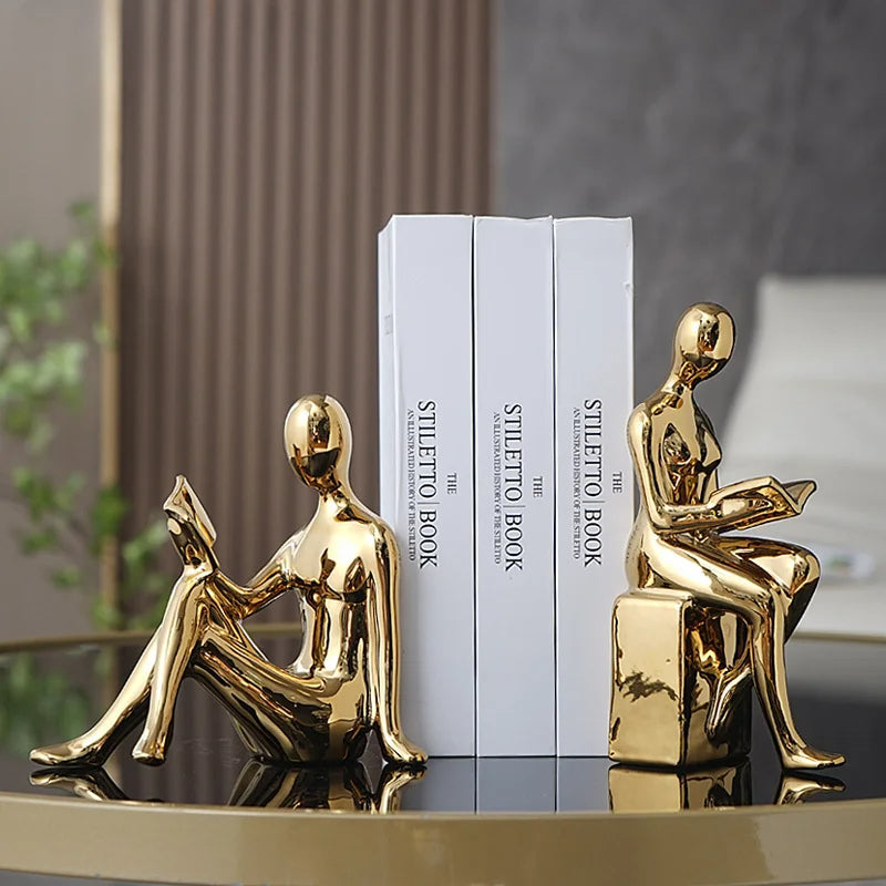 Sleek Abstract Book Supports - Set of 2 for Stylish Organization