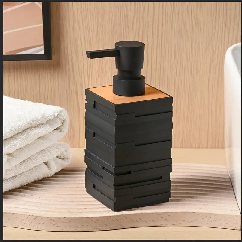 Sleek Matte Soap Dispenser with Elegant Wood Top