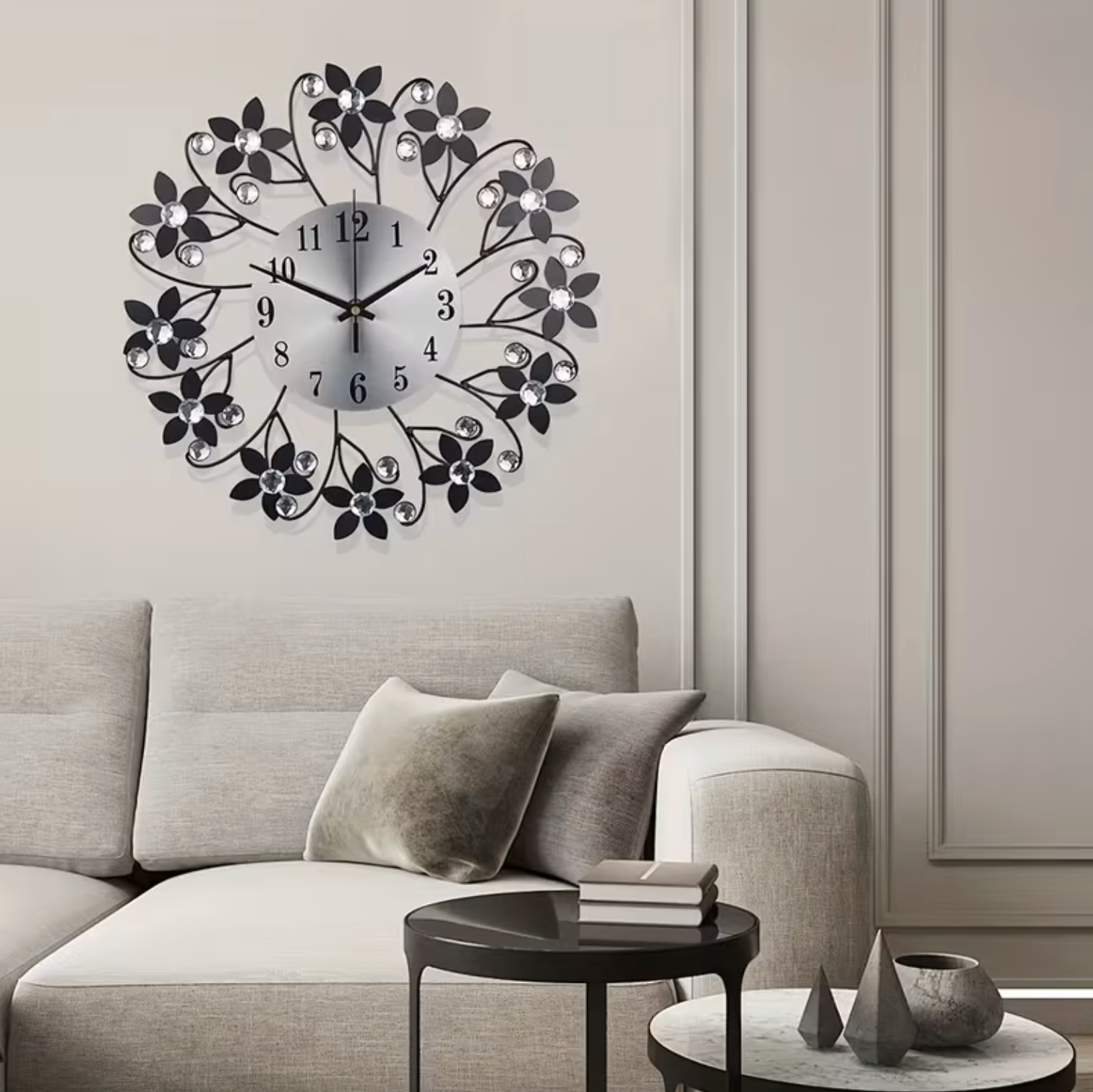 Charming Floral Wall Clock with Silent Movement for Home