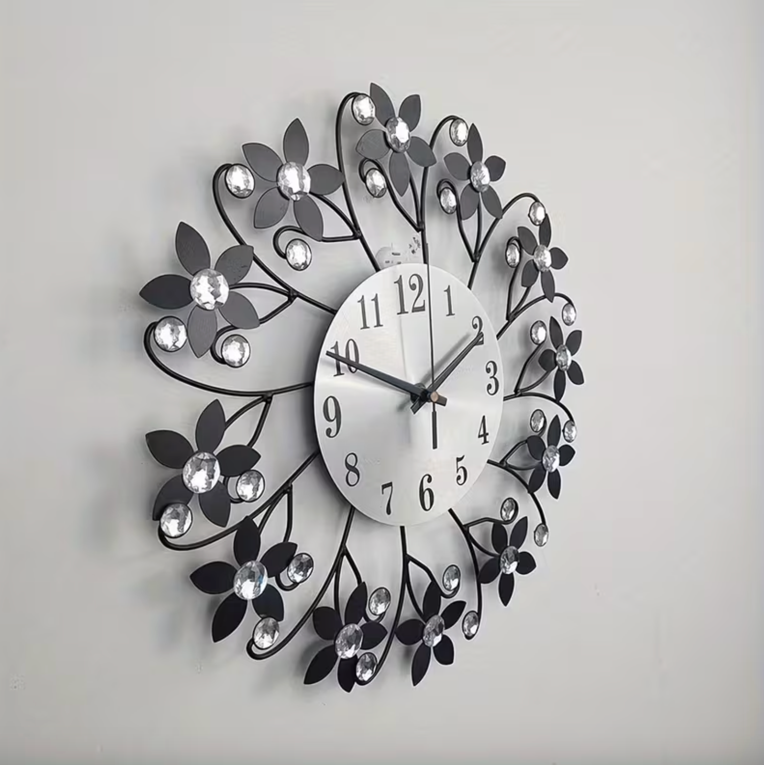 Charming Floral Wall Clock with Silent Movement for Home