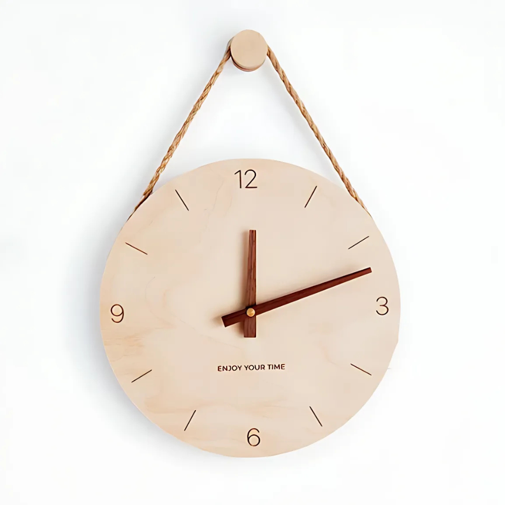 Chic Wood Wall Clock - Sleek Design with Whisper-Quiet Mechanism
